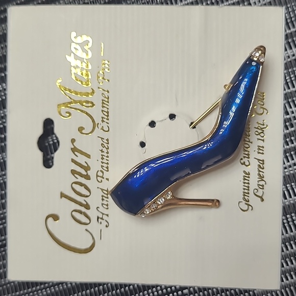 Vintage Hand Painted Enamel Brooch - High Heel Shoe - Picture 1 of 3
